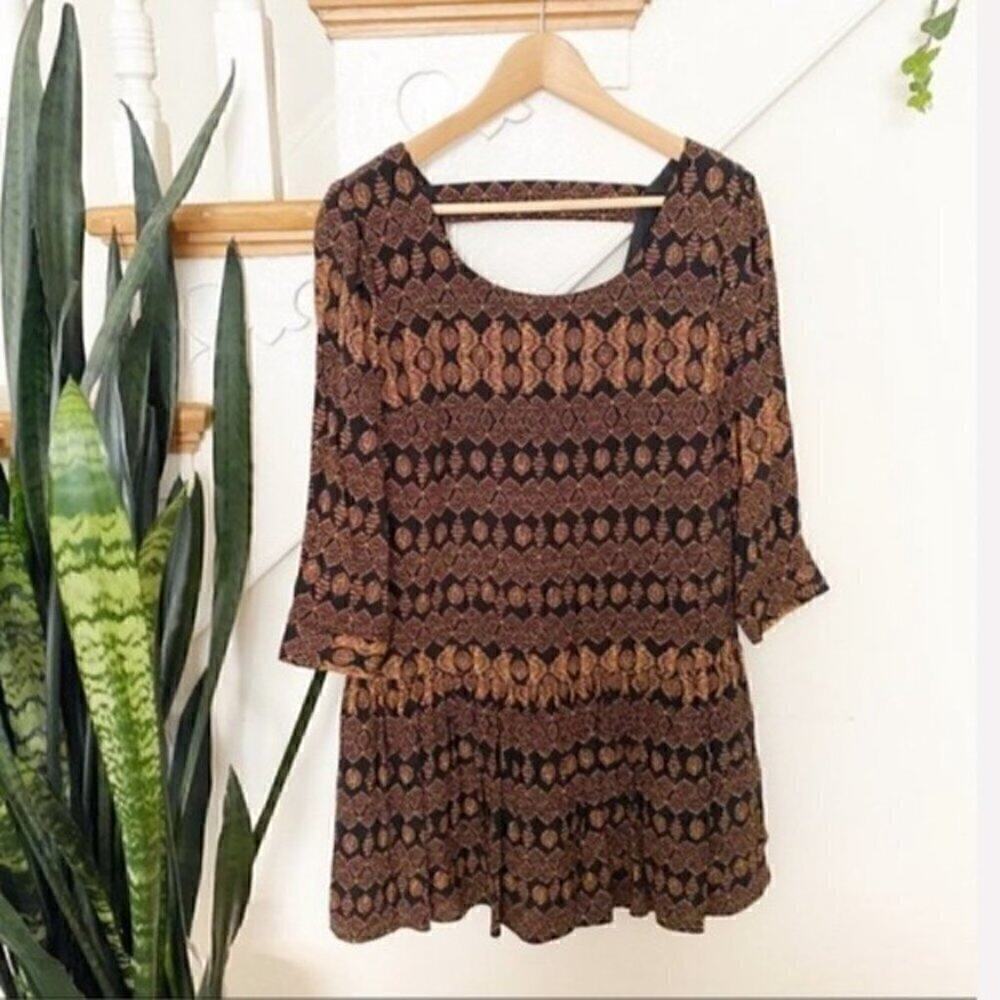 Forever 21 patterned mini dress long sleeves sz S